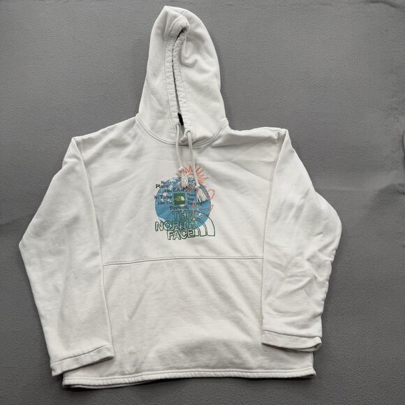 The North Face Hoodie Mens Medium Earth Graphic Slogan Pullover Fleece Outdoors. - Picture 1 of 10